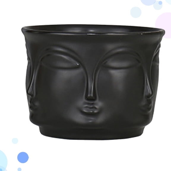 LABSERRON Black Ceramic Flower Pot Creative Indoor Succulent Container