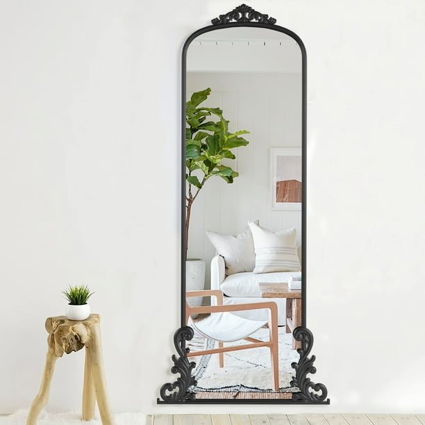 NeuType Arch Full Length Mirror Vintage Fireplace Mirror 68"*29",Black