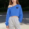 thumbnail image 2 of Edvintorg Sweatshirts for Teen Girls One Shoulder Cropped Sweatshirt Solid Color Long Sleeve Casual Pullover Top Lightweight Little Girls Clothes Size 5-15, 2 of 7