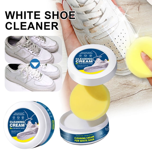 weibbin Multi-Functional Cleaning and Stain Removal Cream, Shoe Cleaning Cream,Multi Purpose Cleaning Cream,White Shoe Cleaning Cream with Sponge, White Shoe Cleaner, Shoes Decontaminate Solid Paste