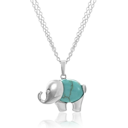 Lesa Michele Women's Blue Turquoise Elephant Pendant 29