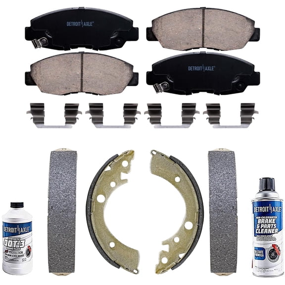 Detroit Axle - Brake Pads Shoes for 96-05 Honda Civic 1997 1998 1999 2000 2001 2002 2003 2004 Front Ceramic Brake Pads Rear Semi-metallic Brake Shoes Replacement