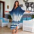 thumbnail image 3 of Xixirimido Blue Tie-dye Print Kaftan Dresses for Women Plus Size V-Neck Moo Moos Batwing Sleeve Caftan Beach Dress Bathing Suit Cover-Up Loungewear, 3 of 7