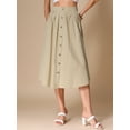 thumbnail image 4 of DARING DIVA Women's Button Decor Elastic Waist A-Line Skirts with Pockets XS Khaki, 4 of 6