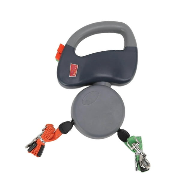 Laisse rétractable à double enroulement automatique pour animaux de compagnie, 3 mètres, pour chiens (gris)