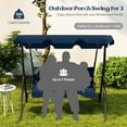 thumbnail image 4 of Costway Patio 3 Seats Canopy Swing Glider Hammock Steel Frame Cushioned Backyard Navy, 4 of 10