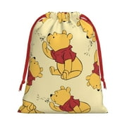 Winnie The Pooh Wallpaper Gift Bags,Christmas Gift Bags,Drawstring Christmas Bags,Reusable Holiday Gift Bags & Party Favor Bags,10.6x7.9in