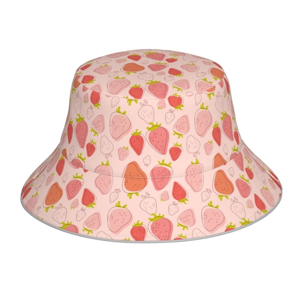 Fotbe Strawberry Sombrero Tipo Pescador con Estampado – Sombrero de Sol de Algodón de Moda para Playa, Golf, Pesca