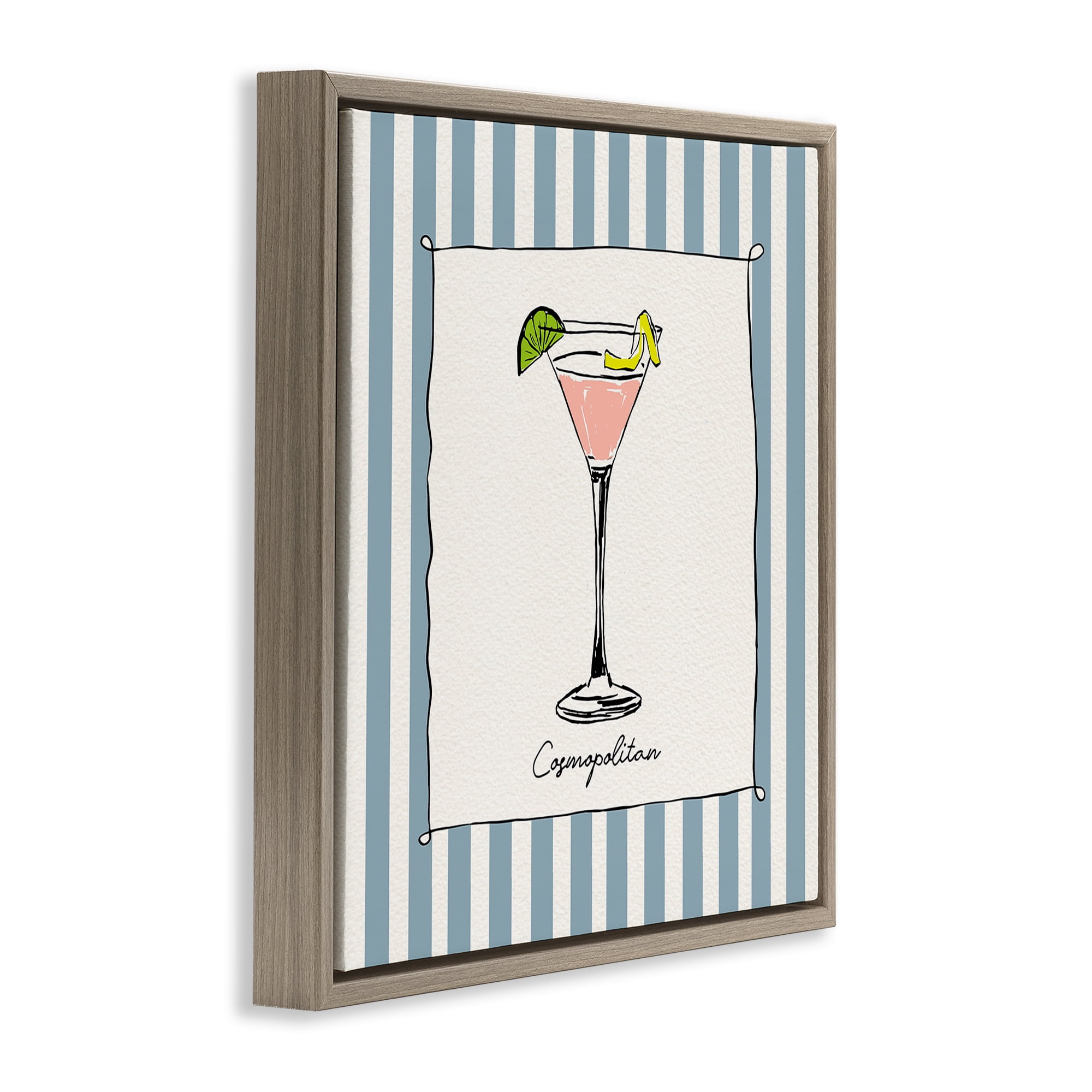 Stupell Industries Cosmopolitan Summer Stripes Brown Framed Floater Canvas Wall Art, design by Susan Jill