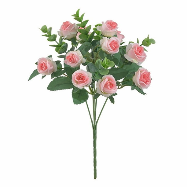 Rosa Mini Artificial de Seda | Arreglo de Rosa Falsa Rosa Artificial | Planta Decorativa Realista que No Se Desvanece | Tallo Flexible | 1 Pieza | Para Decoración de Mesa en Hogar, Bodas y Eventos