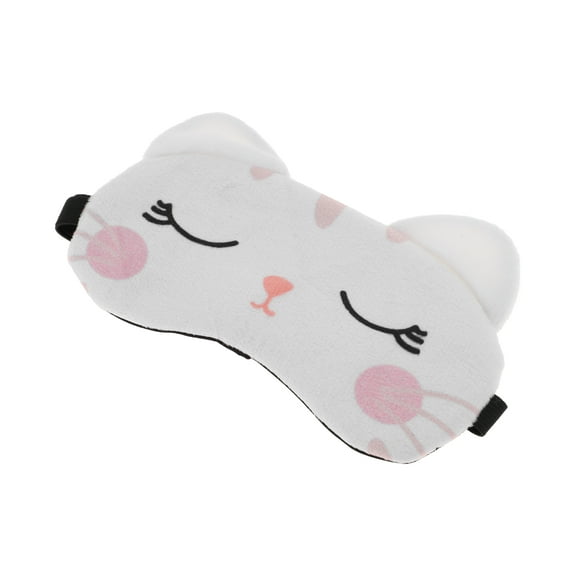Unique Bargains 1 Pc Cute Cat Eyes Sleep Mask Soft Eye Shade Cover for Rest for Travel White