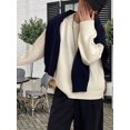 thumbnail image 6 of Womens Crew Neck Sweaters Long Sleeve Slouchy Fall Casual Loose Pullover Tops Cream White One size, 6 of 8