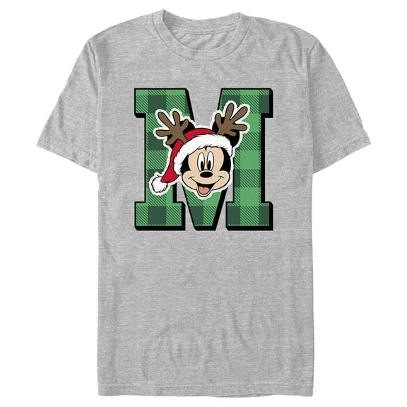 Men's Mickey & Friends Christmas Reindeer Antlers Mousey Graphic Tee Athletic Heather Large
