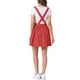 thumbnail image 3 of Vestido mini overall lindo para mujer con tirantes ajustables en rojo con flores, 3 of 6