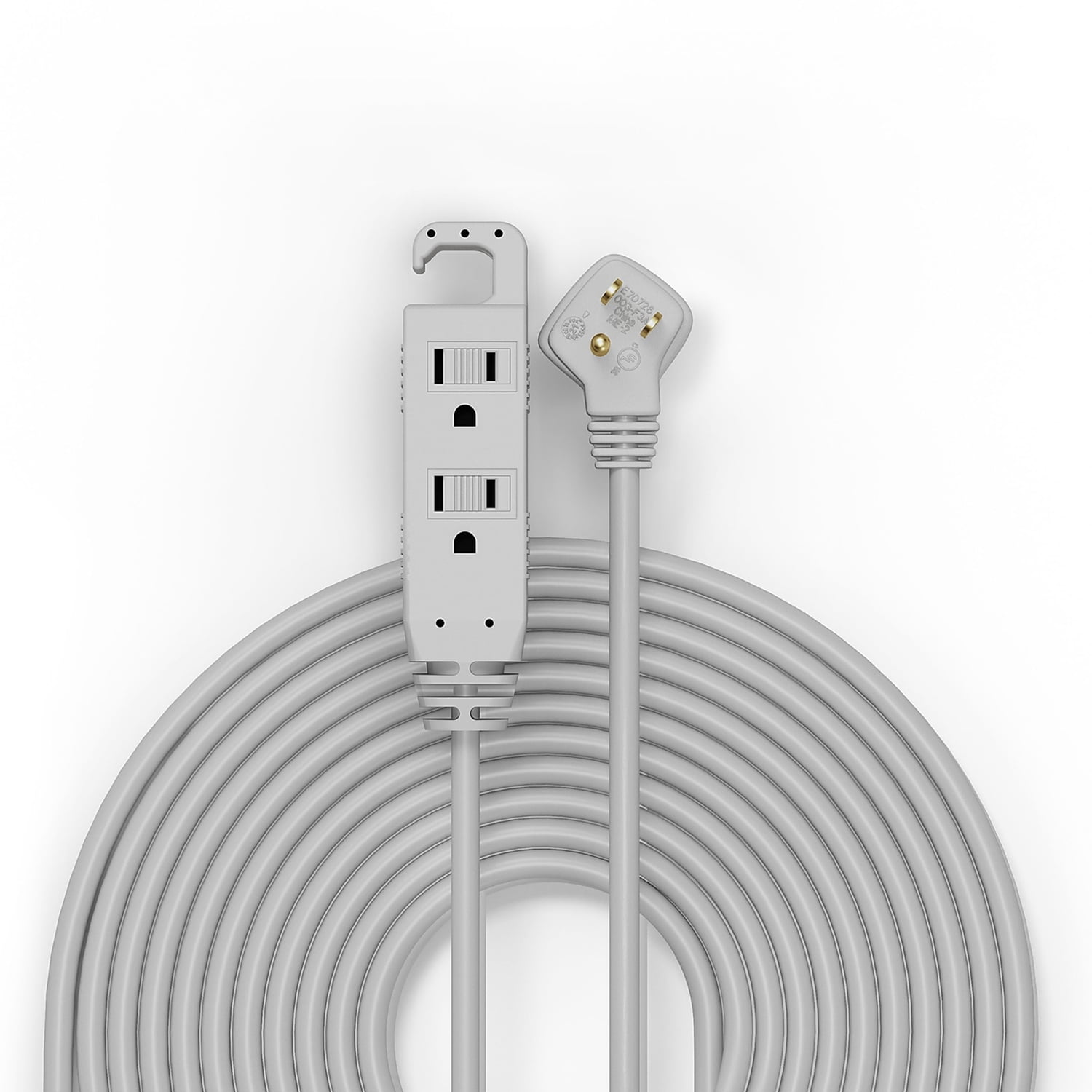 Staples 25' Extension Cord 3Outlet with Safety Covers Gray (22129
