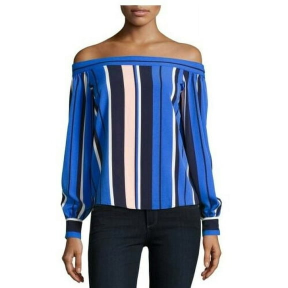 Romeo and Juliet Couture BLUE COMBO Women's Off The Shoulder Top, US Small