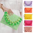 thumbnail image 2 of Handbag Straw Shoulder Bag Beach Handmade Bag Large Capacity Magnetic Closure Straw Crossbody Bag Woven Envelope Wallet with Adjustable Shoulder Strap, 2 of 11