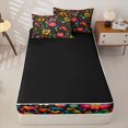 thumbnail image 4 of Homewish Boho Watercolor Floral Zipper Twin Comforter Sets with Fitted Sheet and 2 Pillowcases,Peony Daisy Flower Zipper Bedding Set,Multicolor,Black Reversible,4pcs, 4 of 8
