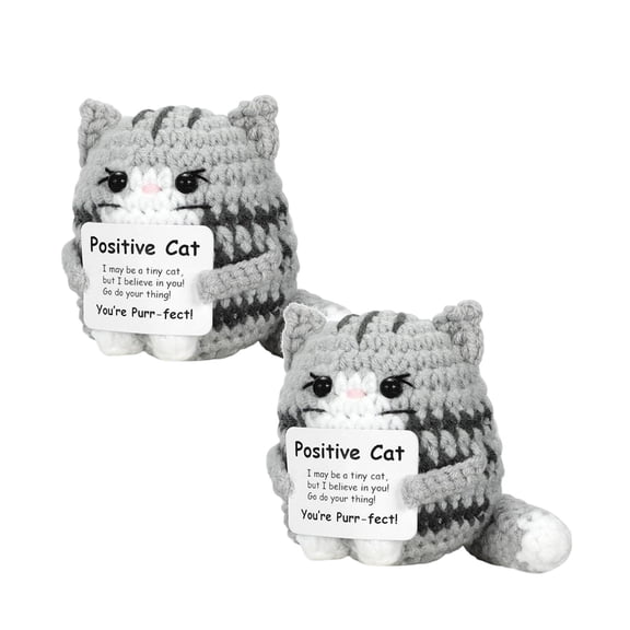 2Pack Crocheted Cute Knitted Doll Positive Energy Cartoon Doll Desktop Ornament Home Decor