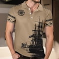 thumbnail image 2 of Adult Men Polo Shirt Short Sleeve Button Tees Shirt Basic Brown T Shirts for Man, 2 of 9