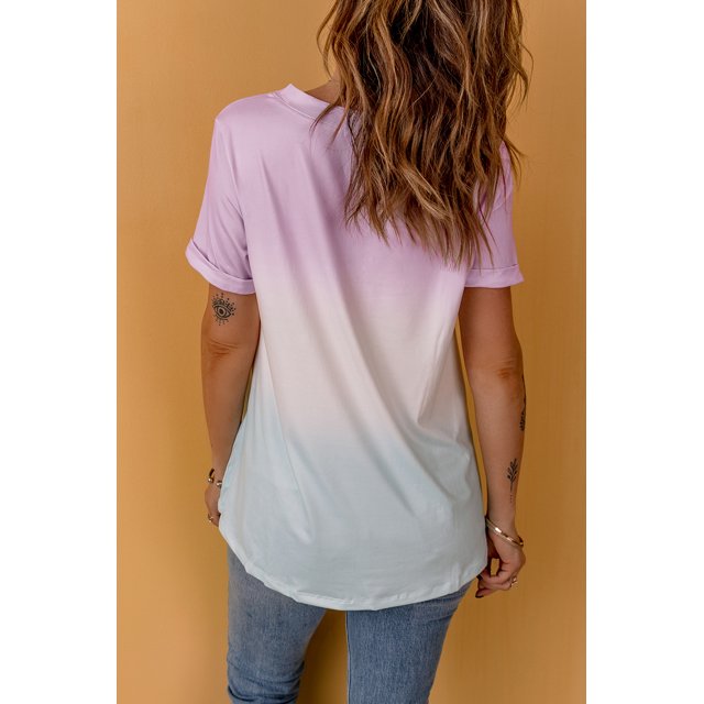 ABPHQTO Camiseta Ombre Perfect Fade púrpura para mujer