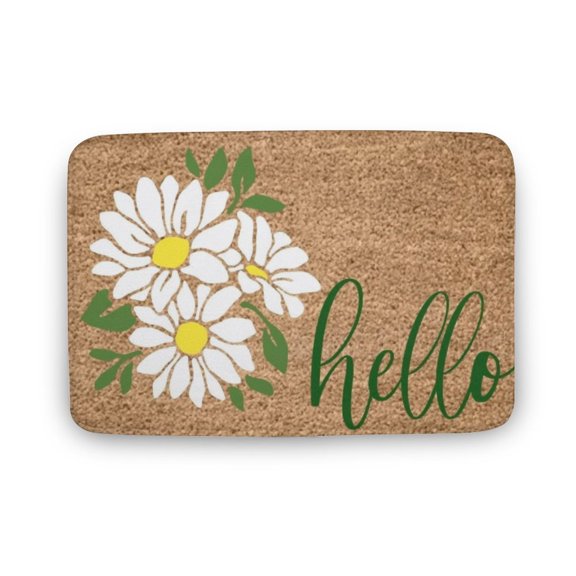 Flower Welcome Mat, Daisy Doormat , Summer Doormat ,Spring Porch Decor, Floral Doormat, Summer Porch Decor, Welcome Doormat,Home Decor,Front Back Door Mat,Coral Velvet Rug 16”x24”