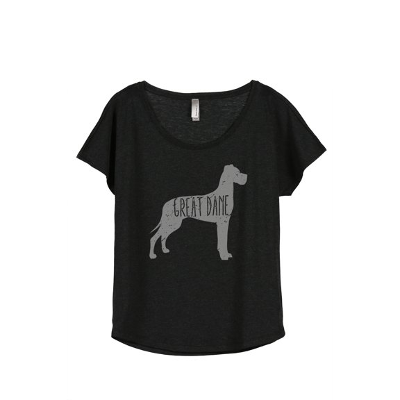 Thread Tank Great Dane Dog Silhouette Women's Relaxed Slouchy Dolman T-Shirt Tee Heather Black Medium