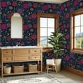 thumbnail image 4 of Boho Peel and Stick Wallpaper 23.6in x 9.8ft Mystical Floral Roses Crescent Moons All Seeing Eye Contact Paper Vinyl Waterproof Self Adhesive Wall Paper for Bedroom Shelf Cabinet Renter Friendly, 4 of 8