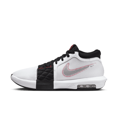 Men's Nike Lebron Witness 8 Basketball Shoes Color: White Black Red Size: 10.5
