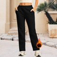 thumbnail image 2 of Delayuji Business Casual Pants for Women Women's Fleece Lined Sweatpants Cotton Straight Leg Pants with Pockets Drawstring L Black, 2 of 5