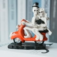 thumbnail image 5 of Happydeer Skeleton Couple Figurine Resin Skeleton Couple Riding Motorcycle Sculpture Gothic Skeleton Statue for Halloween Mantel Table Decor (Multicolor), 5 of 12
