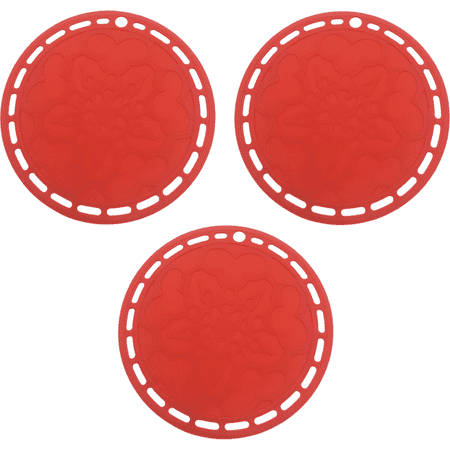 

Silicone Trivets Mats Big Round Silicon Pad for Hot Dishes and Hot Pots Hot Pads for Countertops Tables Pot Holders Spoon Rest Place Mats Red