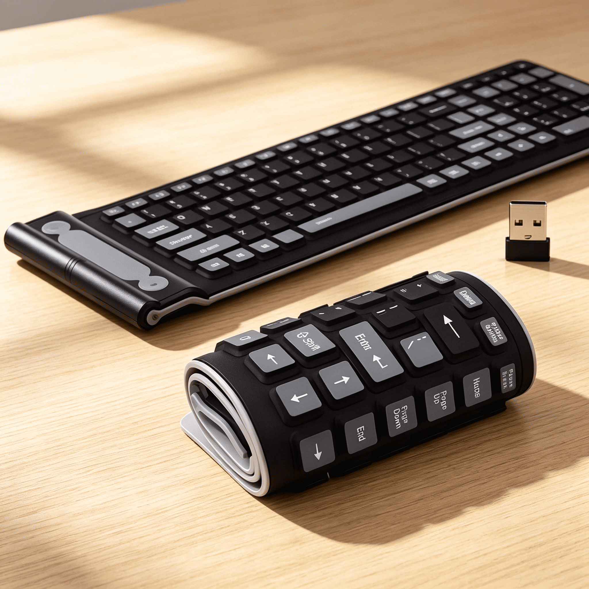 GJX 2026 New Foldable Wireless Keyboard Mini Usb Computer Keyboard with 2X Aaa Batteries for Travel,Office,Study,Remote Work,Black