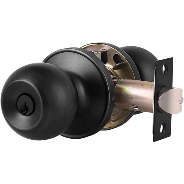 Entry Door knob with Lock One Key-Way Entrance Door Knob Entry with Key Handle Ball (Entry with Key Polished Brass)