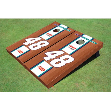 Alex Bowman #48 White Rosewood Long Stripe Cornhole Boards