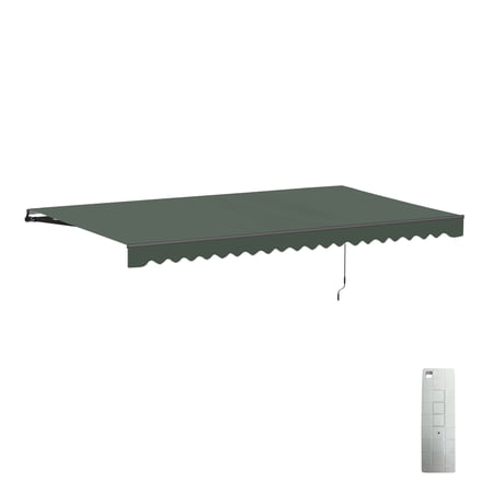ALEKO Motorized Retractable Patio 20 x 10 ft Awning Green Canopy Black Frame