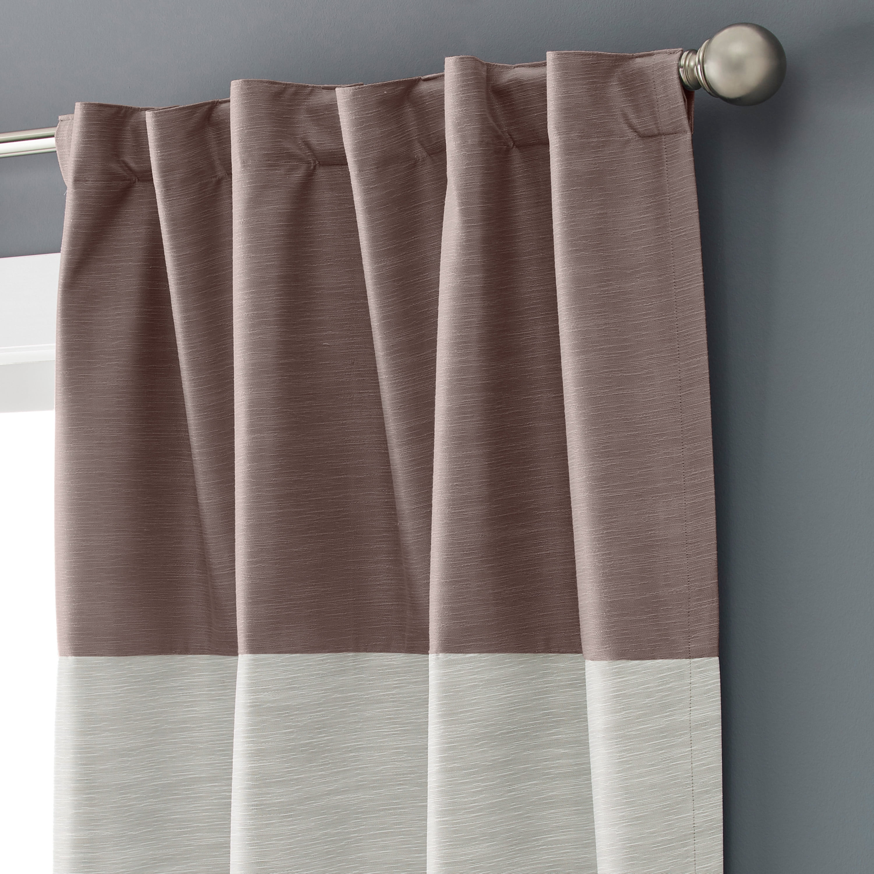 Better Homes & Gardens Colorblock Rod Pocket and Back Tab Blackout Curtain Panel, 1-Piece, Beige, 50" W x 84" L