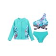 thumbnail image 3 of vastwit 3PCS Kids Girls Swimwear Long Sleeve Front Zipper Rashguard with Crop Top and Briefs Sets Lake Green 16, 3 of 7