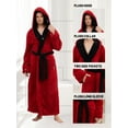 thumbnail image 2 of AMITOFO Long Robes for Men with Hood & Pockets,Soft Plush Full Length Hooded Bathrobe Winter Warm Fleece Sleepwear Shawl Collar Housecoat ,Size M-XXL & Wine Red, 2 of 7