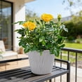 thumbnail image 2 of COM1950s Large Plastic Planter for Indoor Plants, 6.9 Inch Rippled Flower Pot for Succulents, Modern Decorative Container with Drainage for Home Decor, White Gray Green, 2 of 7