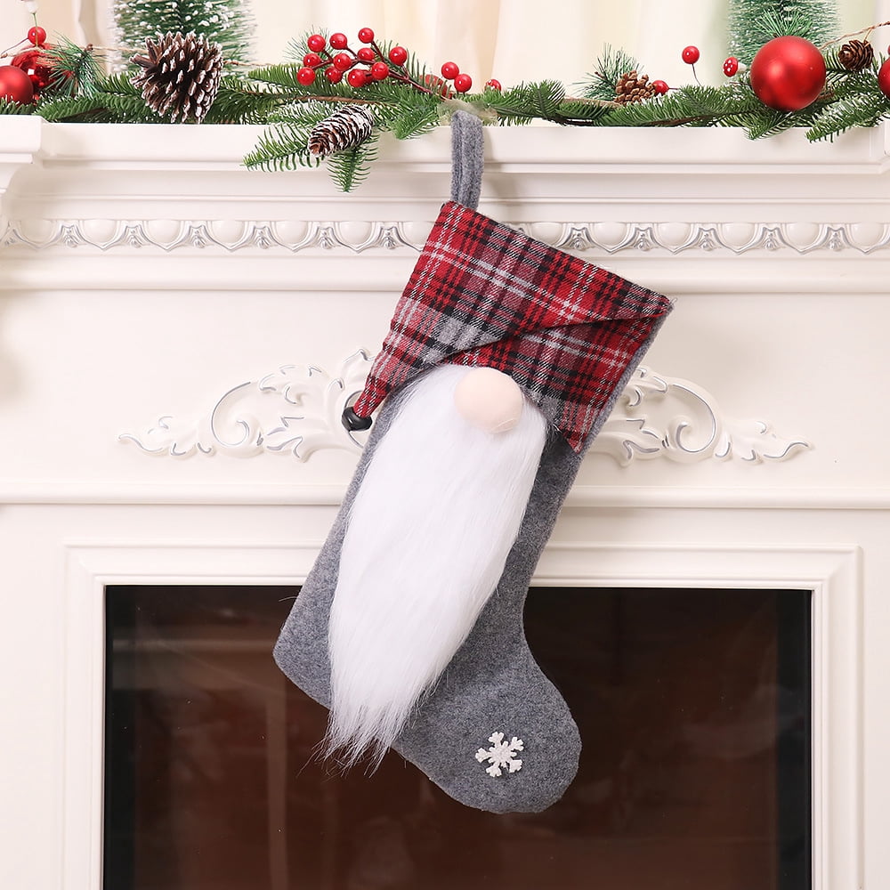 Dalrosia Christmas Gnome Stockings, 3D Plush Swedish Gnome Stocking Fireplace Hanging Stockings Gift Bags for Xmas Holiday Decoration