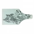 thumbnail image 1 of Mermaid Cutting Board, Woman Ornate Paisley Leaf Folkloric Human Fish Design, Decorative Tempered Glass Cutting and Serving Board, Wine Bottle Shape, Black Grey, by Ambesonne, 1 of 1
