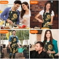 thumbnail image 4 of Black White Flower Sunflower Pattern Apron-Garden Aprons for Women with Pockets-Cotton Linen Waterproof Kitchen Cooking Gardening Aprons Adjustable for Kitchen,Cooking,BBQ and Salon 33x27 Inch, 4 of 7