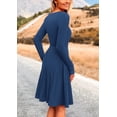 thumbnail image 2 of Vestido PRETTYGARDEN de Punto Acanalado Azul Oscuro de Manga Larga Talla S, 2 of 8