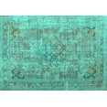 thumbnail image 1 of Ahgly Company Machine Washable Indoor Rectangle Abstract Turquoise Blue Contemporary Area Rugs, 8' x 10', 1 of 4