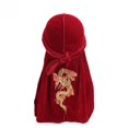 thumbnail image 2 of Gorra de pirata con correa de cola larga de franela con estampado en caliente de dragón, gorra de quimioterapia, 2 of 5