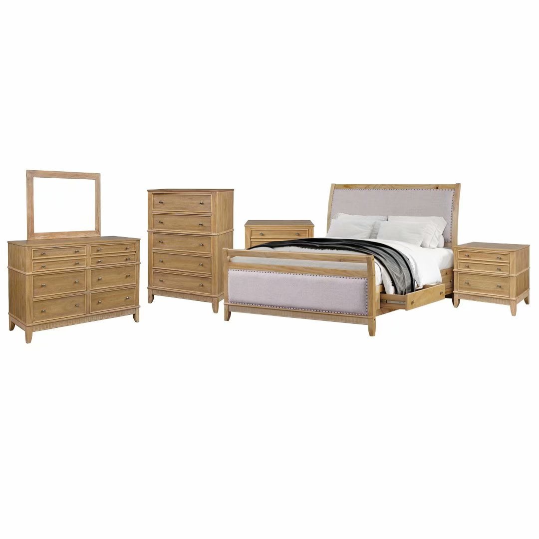 Vik 6 Piece Reclaimed Wood King Bedroom Furniture Set Include Solid Pine Wood Storage Bed 2 3 Drawers Nightstands 6 Drawer Dresser And 5 Drawer Chest And Mirror Rustic Style Walmart Com Walmart Com