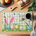 thumbnail image 2 of Easter Placemats Set of 6 Spring Easter Eggs Bunny Butterflies Green Plaid Place Mats Indoor Wipeable Table Mats Washable Cloth Dining Table Placemats for Kitchen Holiday Party Home Decor 13x19 Inch, 2 of 9