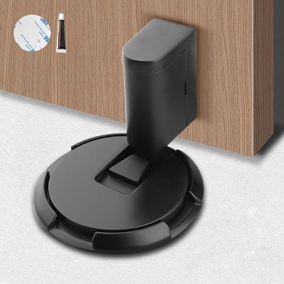 Magnetic Door Stopper, 2024 New No Drill Mechanical Silent Floor Door Stop, Adhesive Magnetic Door Holder Catch, Adjustable Heavy Duty Suction Door Stopper Door Locks for Home Garage (Black)