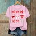 thumbnail image 6 of YueHuiYing Women's Valentine's Day Bow Graphic Fashion Casual Printed Round Neck Lovers Short Sleeved T-shirt Top, 6 of 6